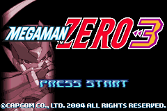 Mega Man Zero 3 title screen for GameBoy Advance